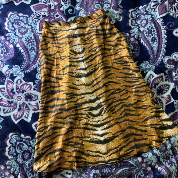 Tiger Print Midi Slip Skirt - Picture 3 of 6